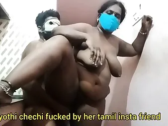 Tamil boy fucks Calicut Malayali wifey Jyothi Chechi's ass increased by busts her big tits