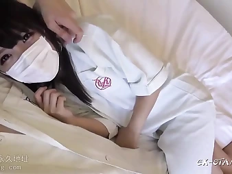 Furry Asian teen Angel 16956 goes super-naughty on spear with her throat and gives a sizzling blow-job in Asian
