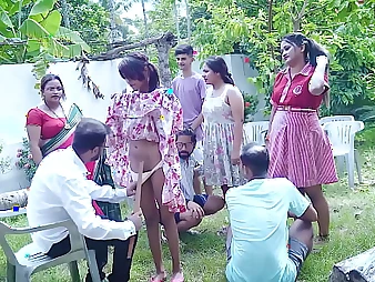 Impersonate family joins in not susceptible the blessedness with Desi Indian motor coach tuition soiree