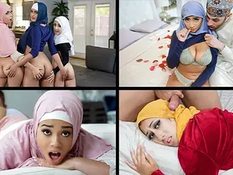 Watch these Muslim babes take deepthroating and hardcore anal in their hijab-clad pussies