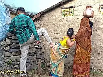 Step-Stepson-in-law & Step-Wife Poke Indian Step-Mom-in-law & Step-Wife