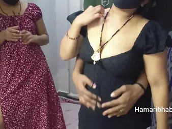 Desi MILF Abhi & Zakiabibi share a hard cock in a wild Indian triad