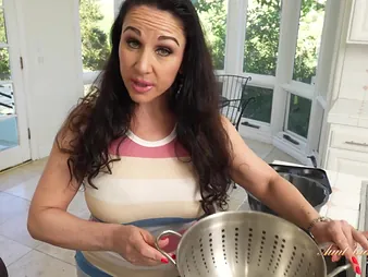 Step-Aunt-in-law Jewell Marceau coupled with busty milf step-mom Chief Home cooks back a romantic POV